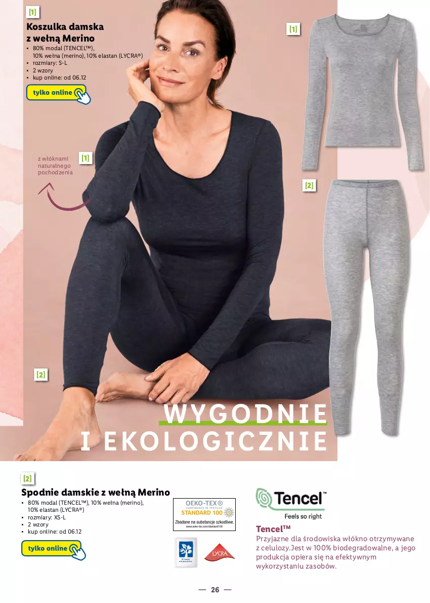 Gazetka promocyjna Lidl - KATALOG BIELIZNY DAMSKIEJ - ważna 04.10 do 26.12.2021 - strona 26 - produkty: Gra, Kosz, Koszulka, Moda, Spodnie, Wełna