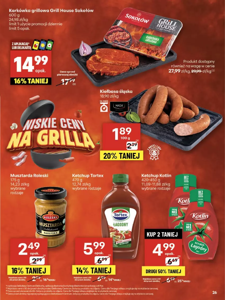 Gazetka promocyjna Delikatesy Centrum - Franczyza DC31 Czwartek - ważna 31.07 do 06.08.2025 - strona 26 - produkty: Grill, Ketchup, Kiełbasa, Kiełbasa śląska, Koc, Kotlin, Mus, Musztarda, Rum, Sok, Sokołów