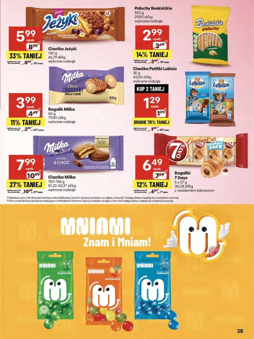 Gazetka promocyjna Delikatesy Centrum - Franczyza DC31 Czwartek - ważna 31.07 do 06.08.2025 - strona 38 - produkty: Beskidzki, Ciastka, Jeżyki, Kakao, Lubisie, Milka, Rogal, Rum