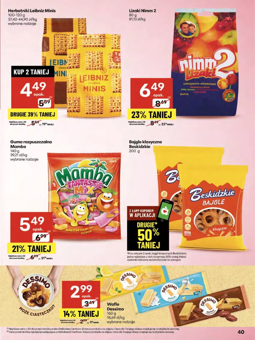 Gazetka promocyjna Delikatesy Centrum - Franczyza DC31 Czwartek - ważna 31.07 do 06.08.2025 - strona 40 - produkty: Bajgle, Beskidzki, Guma rozpuszczalna, Herbatniki, Lizaki, Mamba, Rum, Wafle, Wino