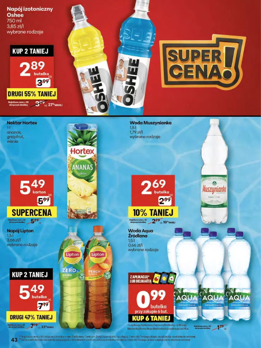 Gazetka promocyjna Delikatesy Centrum - Franczyza DC31 Czwartek - ważna 31.07 do 06.08.2025 - strona 43 - produkty: Mus, Muszynianka, Napój, Napój izotoniczny, Oshee, Rum, Woda