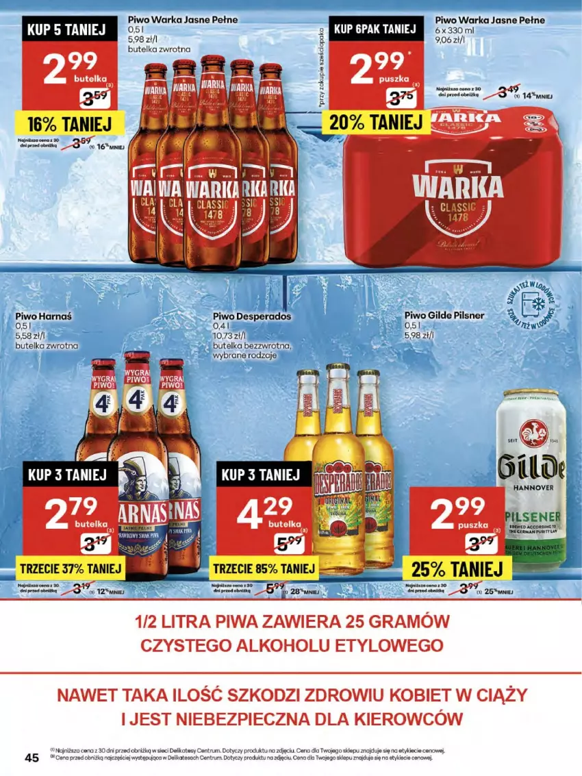 Gazetka promocyjna Delikatesy Centrum - Franczyza DC31 Czwartek - ważna 31.07 do 06.08.2025 - strona 45 - produkty: Desperados, Gra, Harnaś, Piec, Piwa, Piwo, Rum, Warka