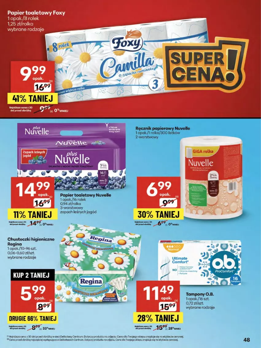 Gazetka promocyjna Delikatesy Centrum - Franczyza DC31 Czwartek - ważna 31.07 do 06.08.2025 - strona 48 - produkty: Foxy, O.B., Papier, Papier toaletowy, Ręcznik, Rum, Tampony