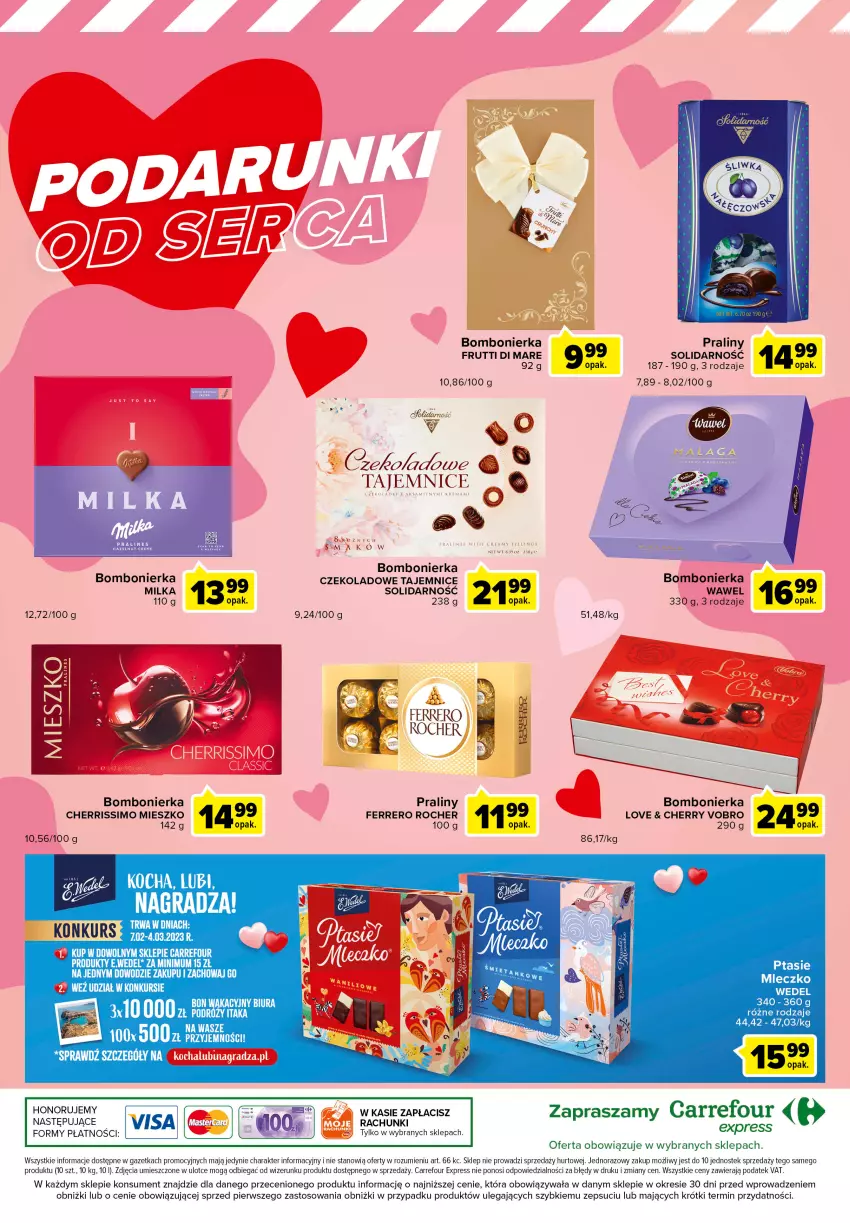 Gazetka promocyjna Carrefour - Gazetka Express - ważna 07.02 do 13.02.2023 - strona 6 - produkty: Ferrero, Ferrero Rocher, Gra, Milka, Mleczko, Praliny, Stek, Wawel