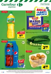 Gazetka promocyjna Carrefour - Gazetka Express - Gazetka - ważna od 13.02 do 13.02.2023 - strona 1 - produkty: Kujawski, 7up, Pepsi max, Ogórek, Mirinda, Kosz, Kiwi, Mlekovita, Pepsi, Napój gazowany, Masło, Napój, Olej, Mleko, Fa