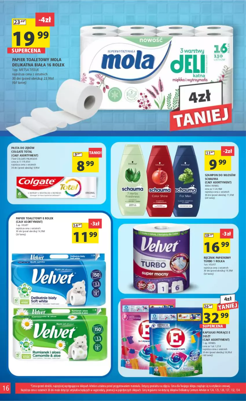 Gazetka promocyjna Arhelan - Gazetka - ważna 28.07 do 06.08.2023 - strona 16 - produkty: Colgate, Colgate Total, LG, Mola, Palmolive, Papier, Papier toaletowy, Pasta do zębów, Ręcznik, Rum, Schauma, Szampon, Velvet