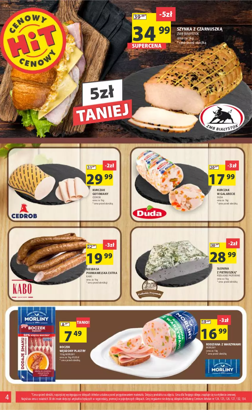 Gazetka promocyjna Arhelan - Gazetka - ważna 28.07 do 06.08.2023 - strona 4 - produkty: Boczek, Duda, Gala, Kiełbasa, Kiełbasa podwawelska, Kurczak, Kurczak gotowany, Morliny, Podlaski, Przysmaki, Rum, Szynka, Warzywa, Wawel