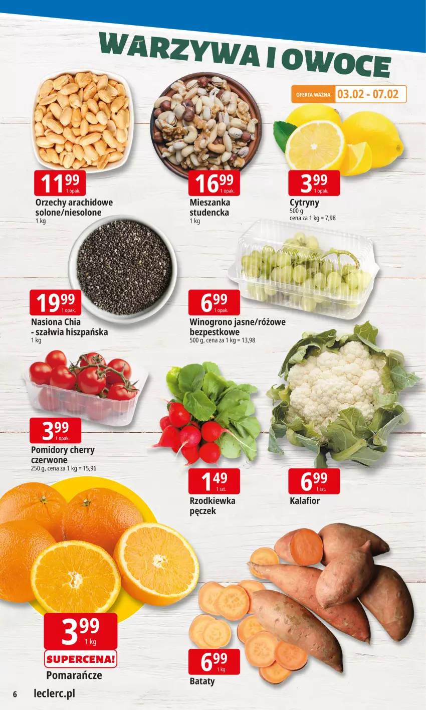 Gazetka promocyjna E Leclerc - ważna 02.02 do 09.01.2026 - strona 6 - produkty: Chia, Cytryny, Kalafior, Pomarańcze, Pomidory, Rzodkiewka, Wino