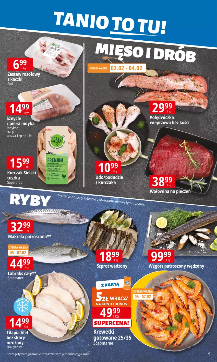Gazetka promocyjna E Leclerc - ważna 02.02 do 09.01.2026 - strona 9 - produkty: Fa, Krewetki, Kurczak, Lazur, Polędwiczka wieprzowa, Tusz