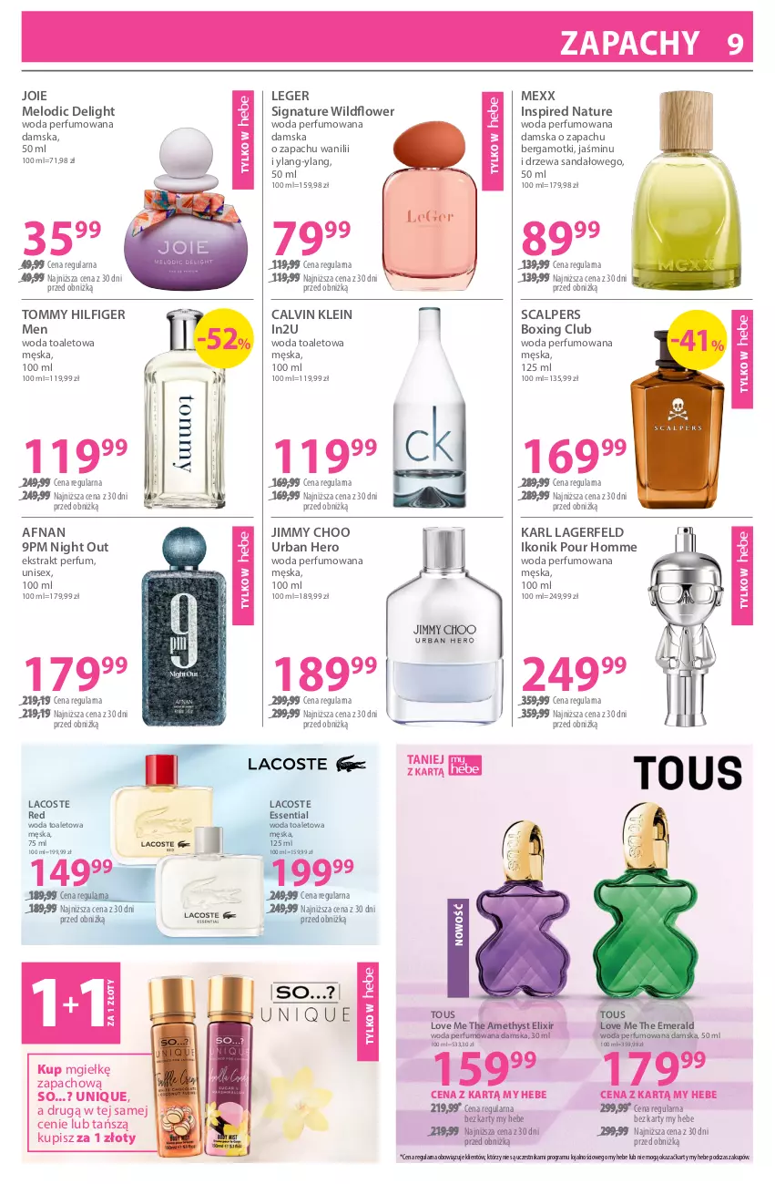 Gazetka promocyjna Hebe - Gazetka - ważna 17.02 do 03.03.2026 - strona 9 - produkty: Calvin Klein, Gra, Jimmy Choo, Karl Lagerfeld, Lacoste, Mexx, Perfum, Sandał, Woda, Woda perfumowana, Woda toaletowa