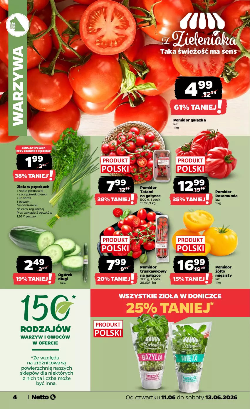 Gazetka promocyjna Netto - Od Czwartku - ważna 11.06 do 13.06.2026 - strona 4 - produkty: Natka pietruszki, Ogórek, Warzywa, Zioła w doniczce