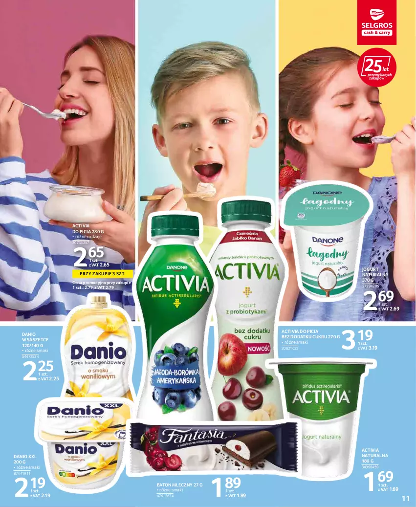 Gazetka promocyjna Selgros - Oferta spożywcza - ważna 19.05 do 01.06.2022 - strona 11 - produkty: Activia, Baton, Danio, Jogurt, Jogurt naturalny