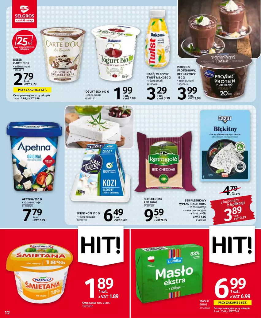 Gazetka promocyjna Selgros - Oferta spożywcza - ważna 19.05 do 01.06.2022 - strona 12 - produkty: Cheddar, Deser, Jogurt, Masło, Napój, Napój mleczny, Pudding, Ser, Ser pleśniowy, Serek