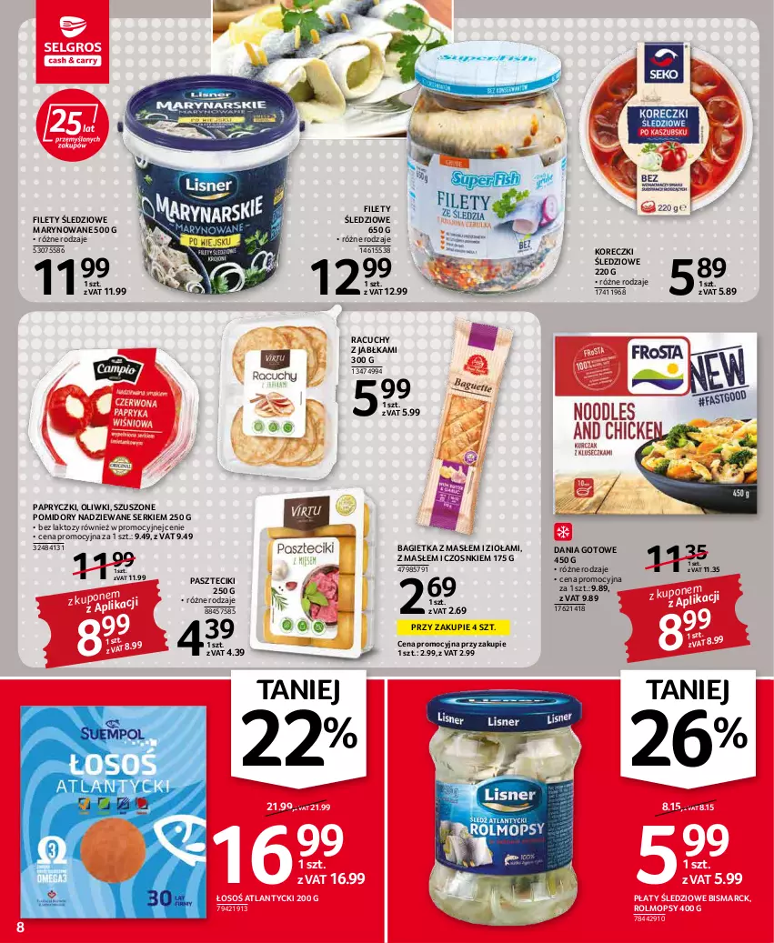 Gazetka promocyjna Selgros - Oferta spożywcza - ważna 19.05 do 01.06.2022 - strona 8 - produkty: Bagietka, Dania gotowe, Jabłka, Koreczki śledziowe, Mop, Oliwki, Płaty śledziowe, Pomidory, Ser