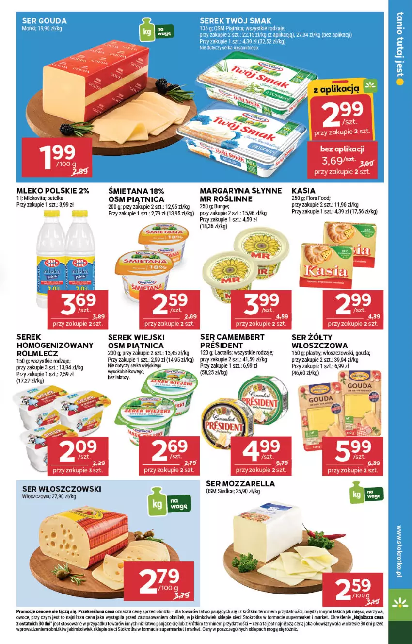 Gazetka promocyjna Stokrotka - Market - ważna 31.07 do 06.08.2025 - strona 11 - produkty: Aksam, Camembert, Flora, Gouda, Kasia, Margaryna, Mięso, Mleko, Mlekovita, Mozzarella, Owoce, Piątnica, Por, Rolmlecz, Ser, Serek, Serek wiejski, Słynne, Słynne MR Roślinne, Sok, Warzywa, Włoszczowski