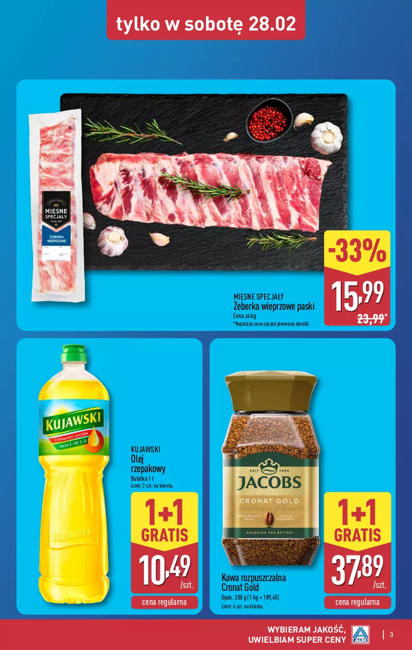 Gazetka promocyjna Aldi - Oferta weekendowa - ważna 26.02 do 28.02.2026 - strona 3 - produkty: Gra, Kawa, Kawa rozpuszczalna, Kujawski, Mięsne specjały, Olej, Olej rzepakowy
