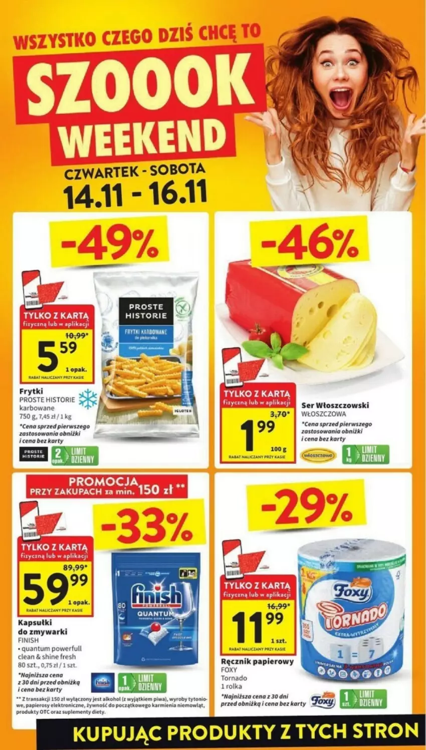 Gazetka promocyjna Intermarche - ważna 14.11 do 20.11.2024 - strona 12 - produkty: Fa, Finish, Frytki, Hama, Karmi, Papier, Piwa, Rama, Ręcznik, Ser, Tran, Włoszczowski, Zmywarki