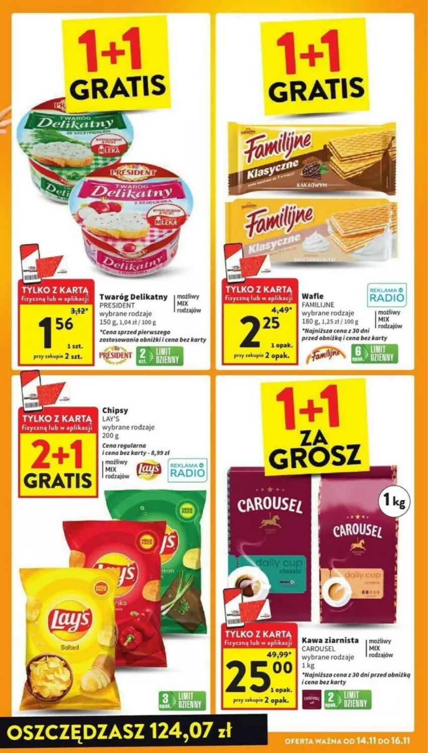 Gazetka promocyjna Intermarche - ważna 14.11 do 20.11.2024 - strona 23 - produkty: Chipsy, Kawa, Kawa ziarnista, Twaróg, Twaróg delikatny, Wafle