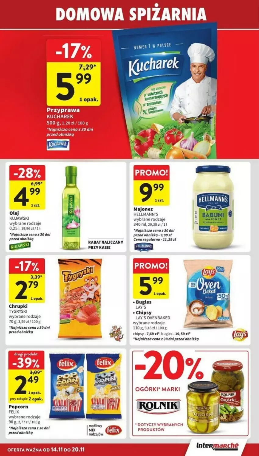 Gazetka promocyjna Intermarche - ważna 14.11 do 20.11.2024 - strona 25 - produkty: Chipsy, Chrupki, Fa, Felix, Gry, Kujawski, Majonez, NBA, Olej, Popcorn, Tarka