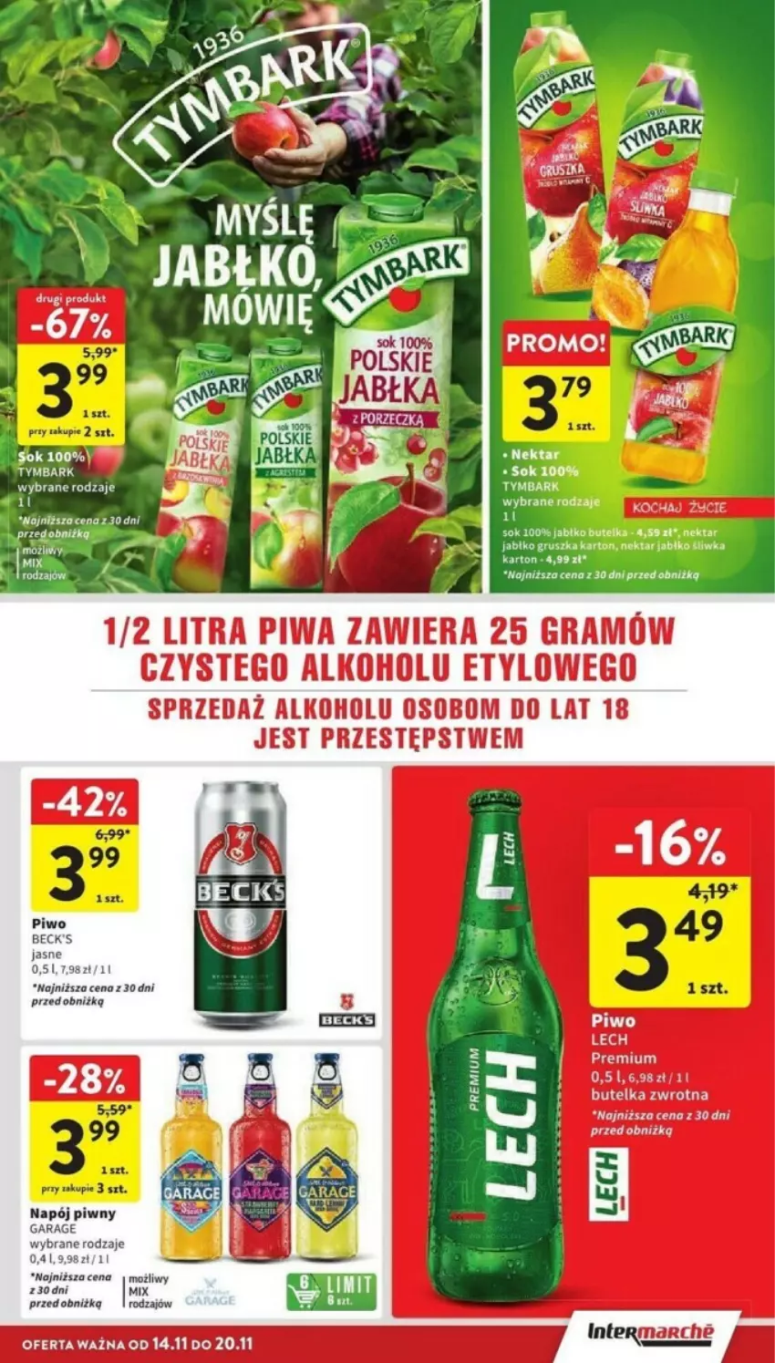 Gazetka promocyjna Intermarche - ważna 14.11 do 20.11.2024 - strona 29 - produkty: Fa, Gra, Koc, LG, Napój, Nektar, Piwa, Piwo, Sok, Tymbark