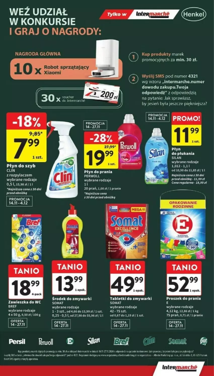 Gazetka promocyjna Intermarche - ważna 14.11 do 20.11.2024 - strona 31 - produkty: Bref, Clin, Fa, Gra, Perwoll, Płyn do płukania, Płyn do prania, Płyn do szyb, Proszek do prania, Tablet, Tabletki do zmywarki, Zmywarki