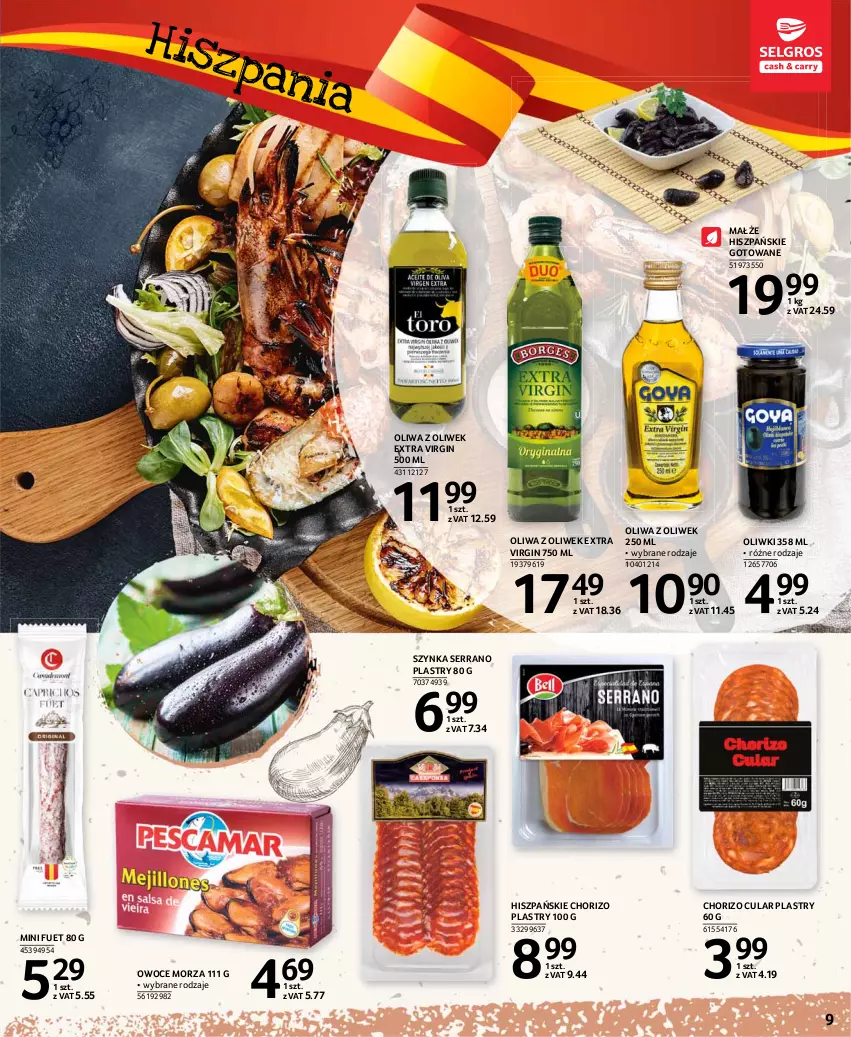 Gazetka promocyjna Selgros - Katalog Kuchnie Świata - ważna 05.11.2020 do 14.02.2021 - strona 9 - produkty: Gin, Małże, Oliwa z oliwek, Oliwki, Owoce, Owoce morza, Ser, Szynka