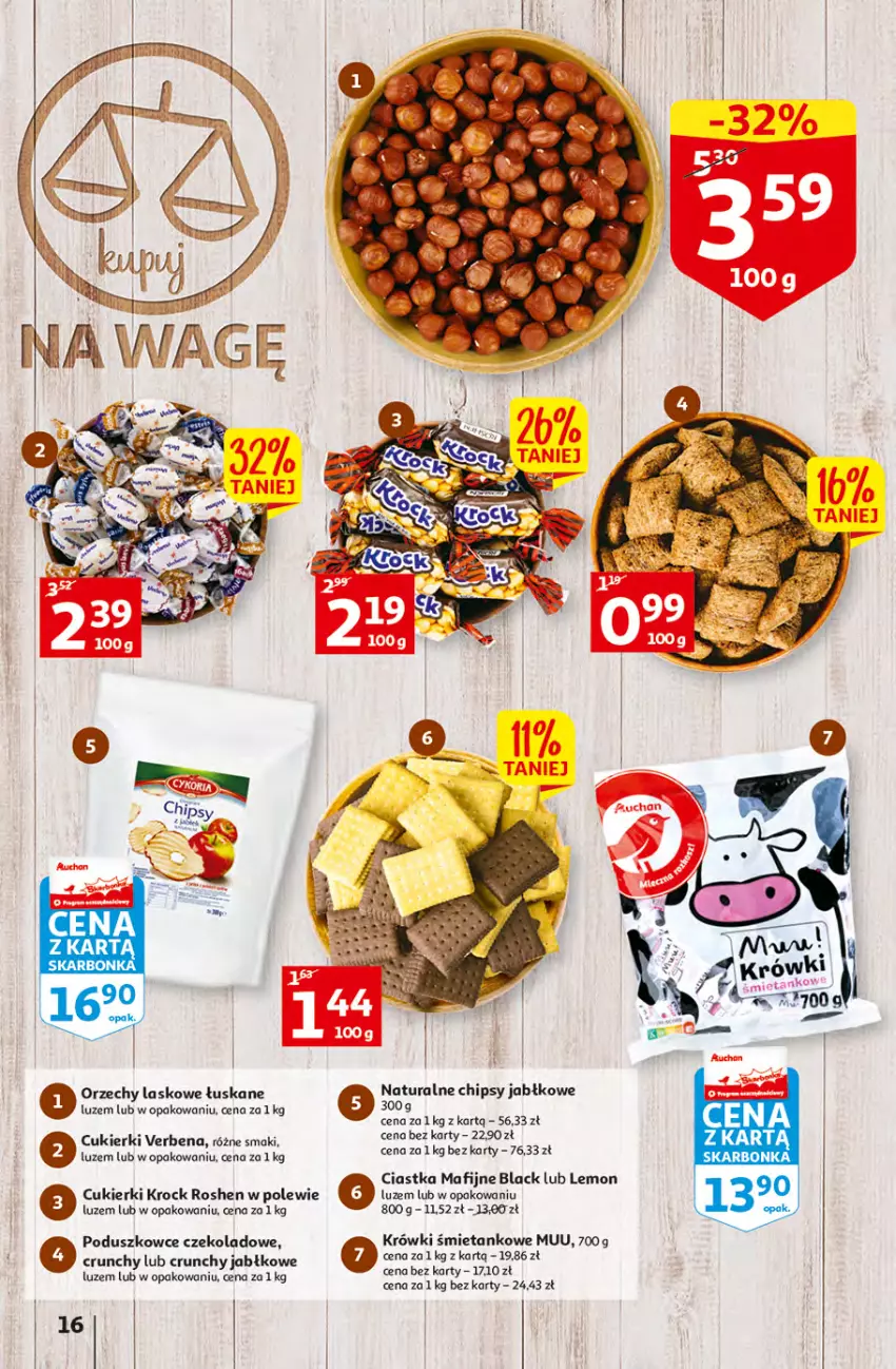 Gazetka promocyjna Auchan - Gazetka przeNISKIE CENY – przeKorzyści z markami Auchan Hipermarkety - ważna 29.09 do 05.10.2022 - strona 16 - produkty: Chipsy, Ciastka, Cukier, Cukierki, Lack