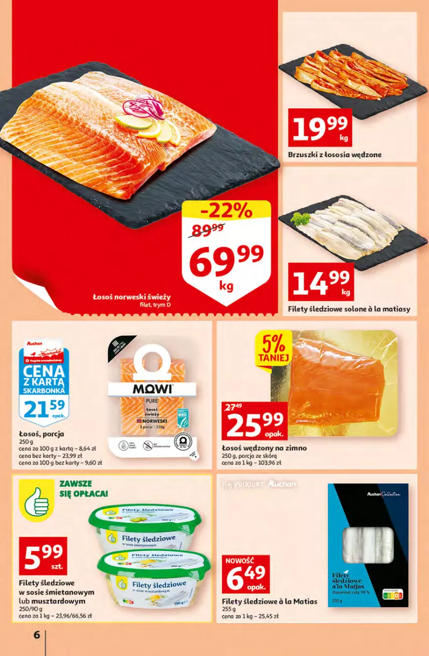 Gazetka promocyjna Auchan - Gazetka przeNISKIE CENY – przeKorzyści z markami Auchan Hipermarkety - ważna 29.09 do 05.10.2022 - strona 6 - produkty: Brzuszki z łososia, Mus, Por, Pur, Sos