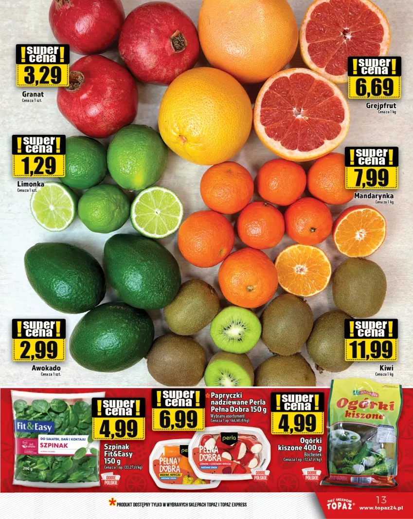 Gazetka promocyjna Topaz - Gazetka - ważna 31.10 do 06.11.2024 - strona 13 - produkty: Gra, Granat, Grejpfrut, Szpinak, Top