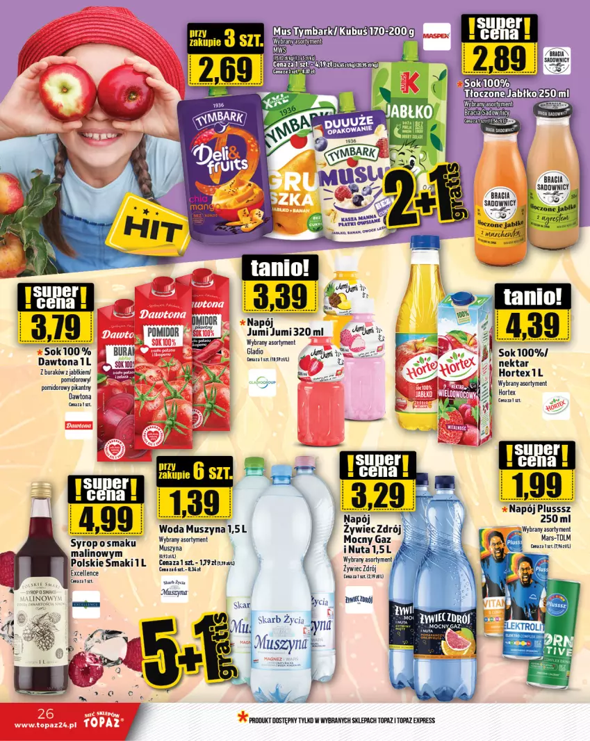 Gazetka promocyjna Topaz - Gazetka - ważna 31.10 do 06.11.2024 - strona 26 - produkty: Dawtona, Hortex, HP, Mus, Napój, Syrop, Szyna, Top, Woda