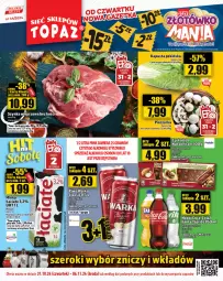 Gazetka promocyjna Topaz - Gazetka - Gazetka - ważna od 06.11 do 06.11.2024 - strona 1 - produkty: Piwa, Top, Ser, Gra, Coca-Cola, Szynka, Czekolada, Fanta, Sprite, Napój, Mleko, Fa