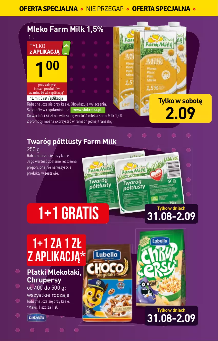 Gazetka promocyjna Stokrotka - Supermarket - ważna 31.08 do 06.09.2023 - strona 2 - produkty: Fa, Farm Milk, Gra, Mleko, Por, Rama, Tran, Twaróg, Twaróg półtłusty