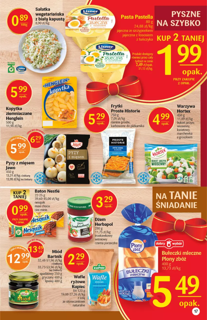 Gazetka promocyjna Delikatesy Centrum - Gazetka DC48 n. fresh - ważna 02.12 do 08.12.2021 - strona 17 - produkty: Bukiet, Cini Minis, Dżem, Frytki, Gry, Herbapol, Hortex, Kapustą, Kopytka, Kupiec, Marchewka, Miód, Nesquik, Piec, Piekarnik, Por, Ryż, Sałat, Sałatka, Wafle, Warzywa