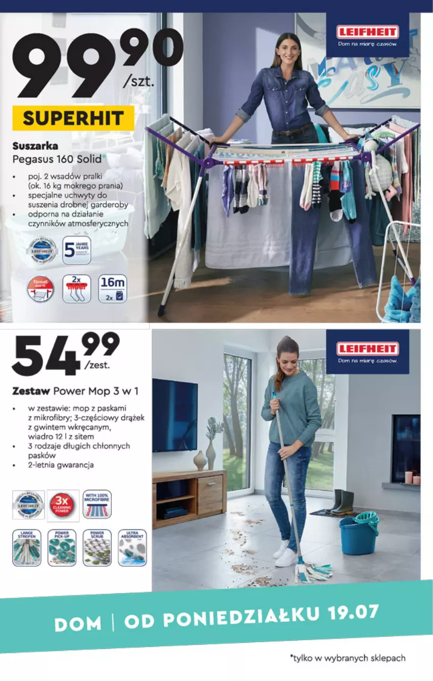 Gazetka promocyjna Biedronka - Okazje Tygodnia - ważna 19.07 do 04.08.2021 - strona 3 - produkty: Asus, Mop, Por, Pralki, Suszarka, Uchwyty, Wiadro