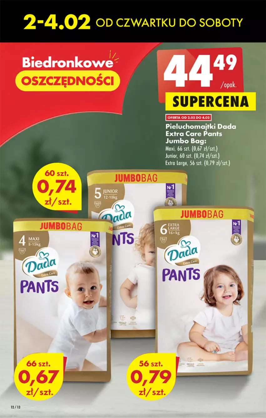 Gazetka promocyjna Biedronka - Gazetka - Biedronka.pl - ważna 02.02 do 08.02.2023 - strona 12 - produkty: Dada, Majtki, O Bag, Pieluchomajtki