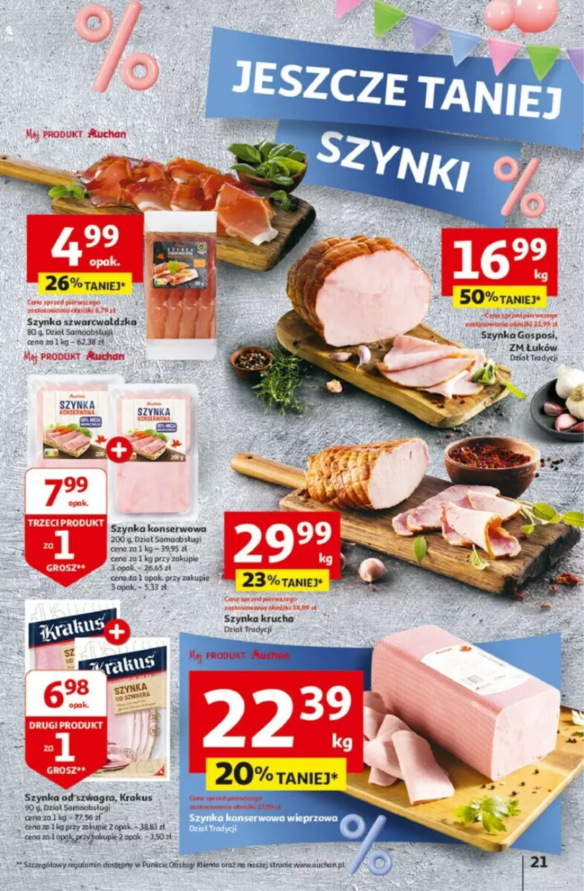 Gazetka promocyjna Auchan - ważna 25.04 do 30.04.2024 - strona 14 - produkty: Gra, Krakus, Ser, Szynka, Szynka konserwowa, Tran