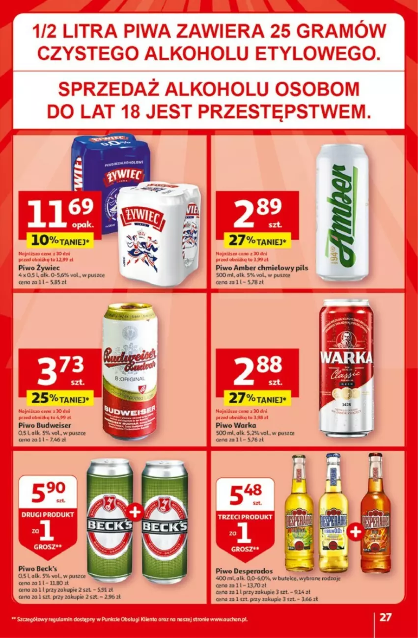 Gazetka promocyjna Auchan - ważna 25.04 do 30.04.2024 - strona 20 - produkty: Desperados, Piwo, Ser, Tran, Warka