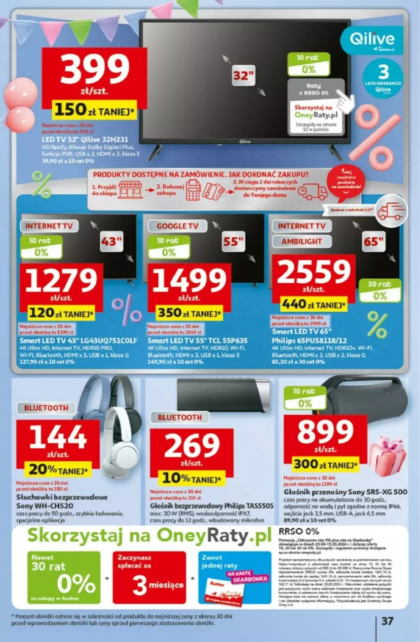 Gazetka promocyjna Auchan - ważna 25.04 do 30.04.2024 - strona 31 - produkty: Akumulator, Głośnik, Mikrofon, Philips, Por, Słuchawki, Słuchawki bezprzewodowe, Sony