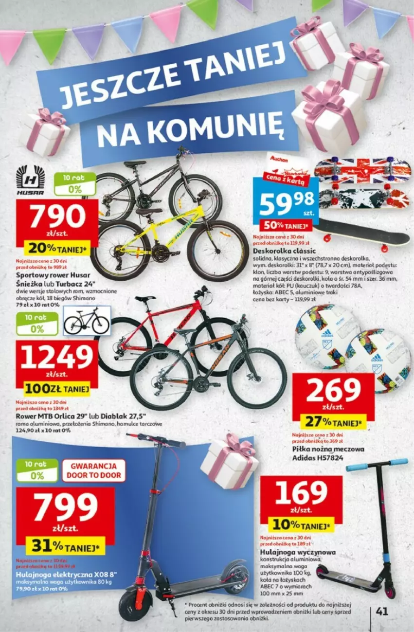 Gazetka promocyjna Auchan - ważna 25.04 do 30.04.2024 - strona 36 - produkty: Adidas, Deskorolka, Hulajnoga, Noż, Piłka nożna, Por, Rama, Rolki, Rower, Sport