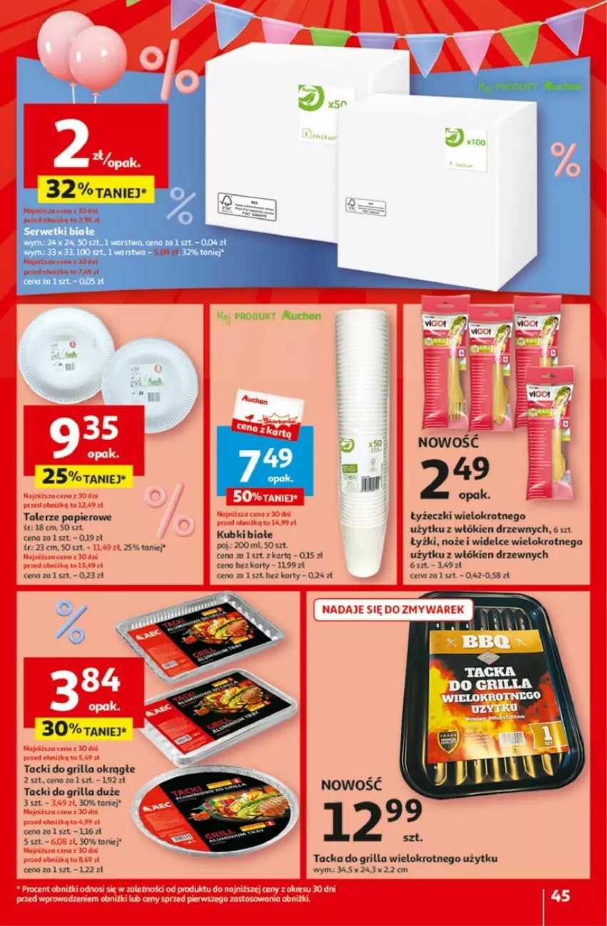 Gazetka promocyjna Auchan - ważna 25.04 do 30.04.2024 - strona 40 - produkty: Grill, Papier, Ser, Serwetki, Talerz
