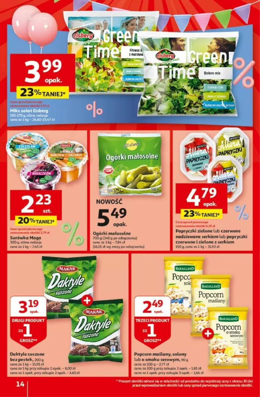 Gazetka promocyjna Auchan - ważna 25.04 do 30.04.2024 - strona 6 - produkty: Daktyle, Popcorn, Sałat, Ser, Stek, Surówka