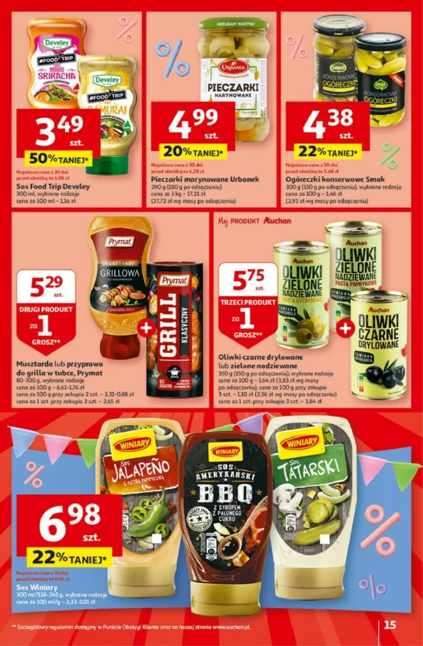 Gazetka promocyjna Auchan - ważna 25.04 do 30.04.2024 - strona 7 - produkty: Grill, Mus, Musztarda, Oliwki, Oliwki czarne, Piec, Prymat, Ser, Sos