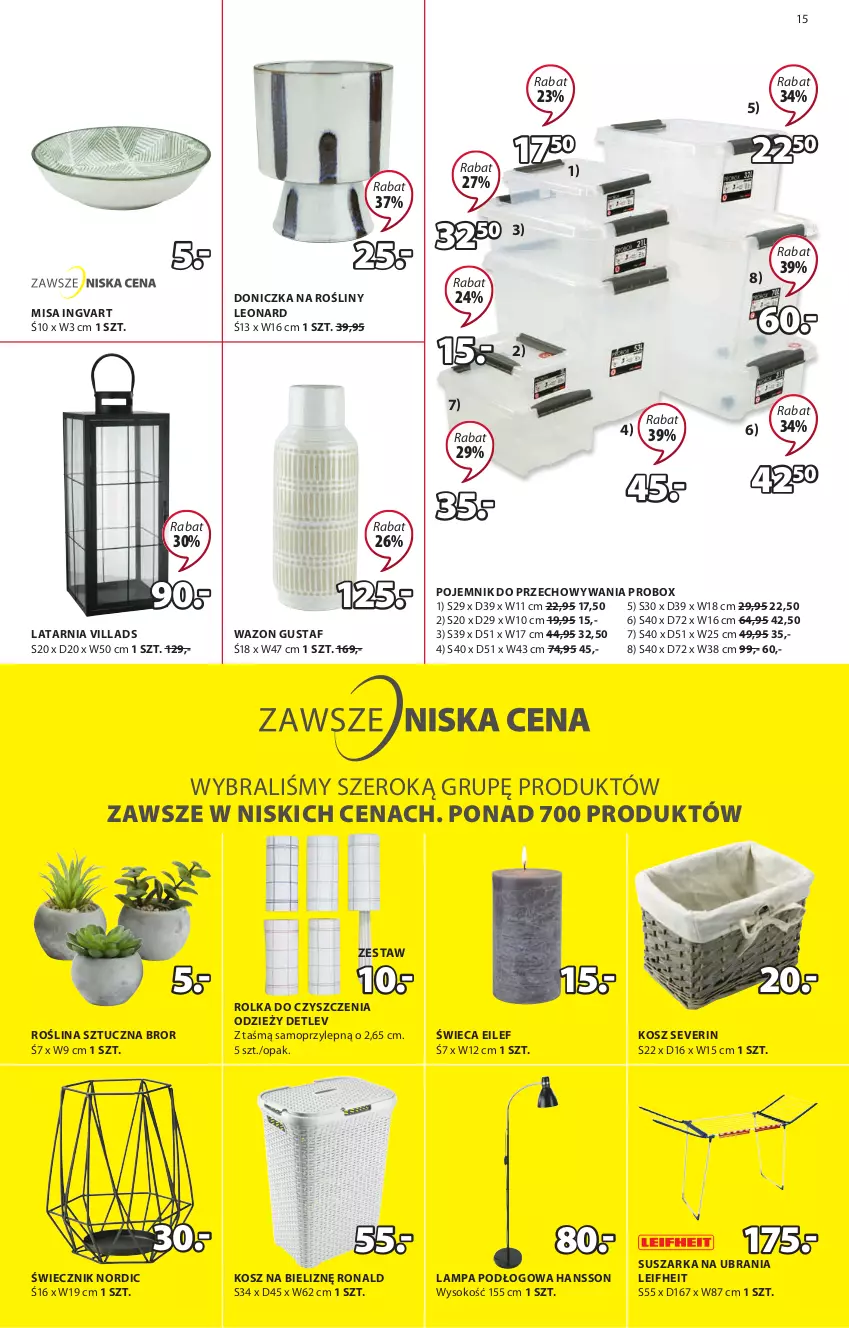 Gazetka promocyjna Jysk - Oferta tygodnia - ważna 27.07 do 09.08.2022 - strona 16 - produkty: Doniczka na rośliny, Kosz, Kosz na bieliznę, Lampa, Lampa podłogowa, Latarnia, Leon, Mop, Pojemnik, Pojemnik do przechowywania, Roślina sztuczna, Sok, Suszarka, Ubrania, Wazon