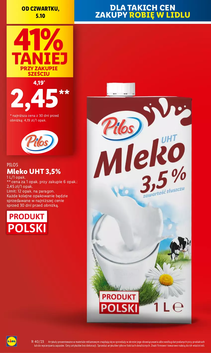 Gazetka promocyjna Lidl - GAZETKA - ważna 05.10 do 07.10.2023 - strona 10 - produkty: Mleko, Olej, Pilos