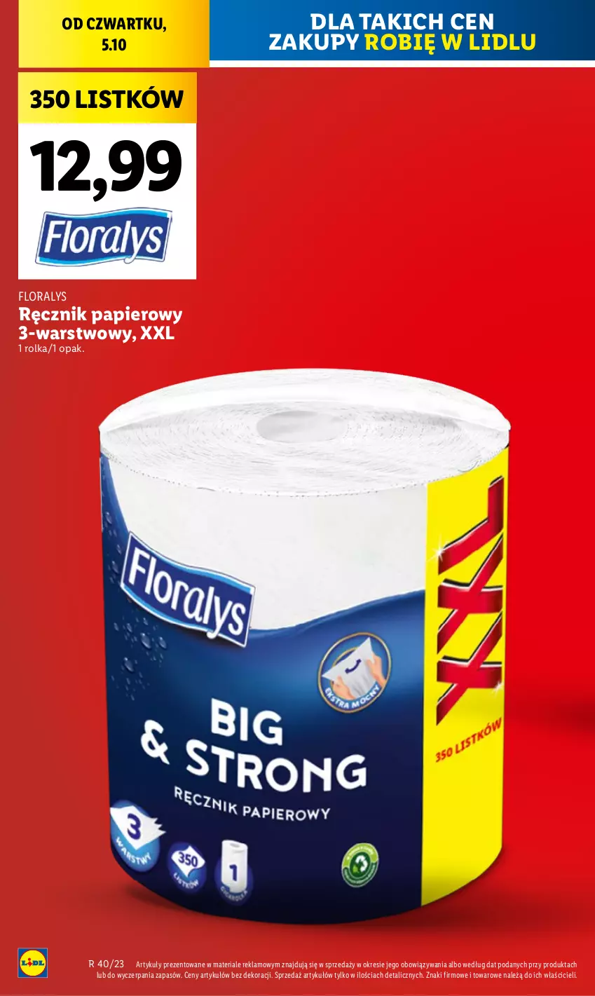 Gazetka promocyjna Lidl - GAZETKA - ważna 05.10 do 07.10.2023 - strona 14 - produkty: Flora, Papier, Ręcznik