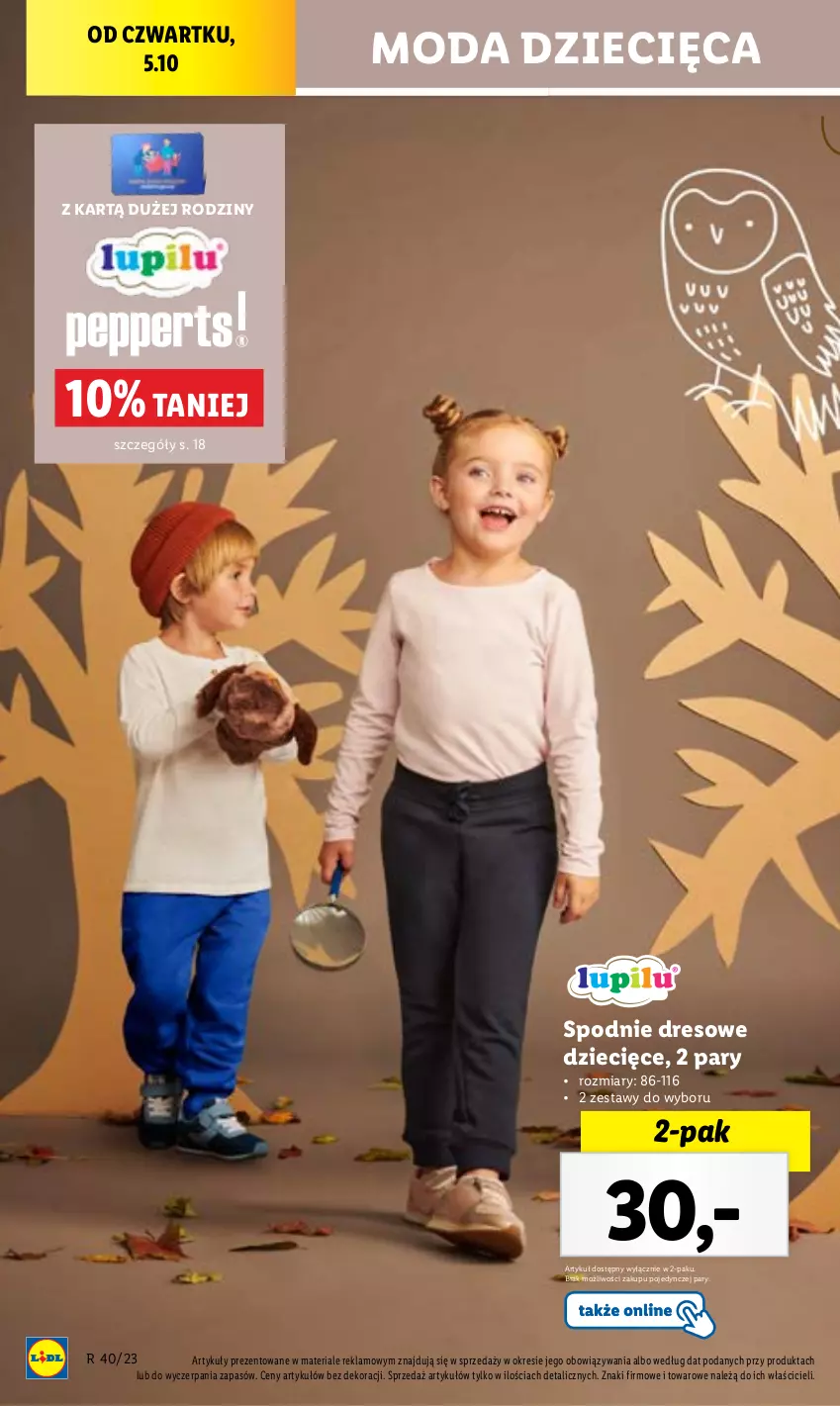 Gazetka promocyjna Lidl - GAZETKA - ważna 05.10 do 07.10.2023 - strona 54 - produkty: Chleb, Dres, Dzieci, Moda, Ser, Spodnie, Spodnie dresowe