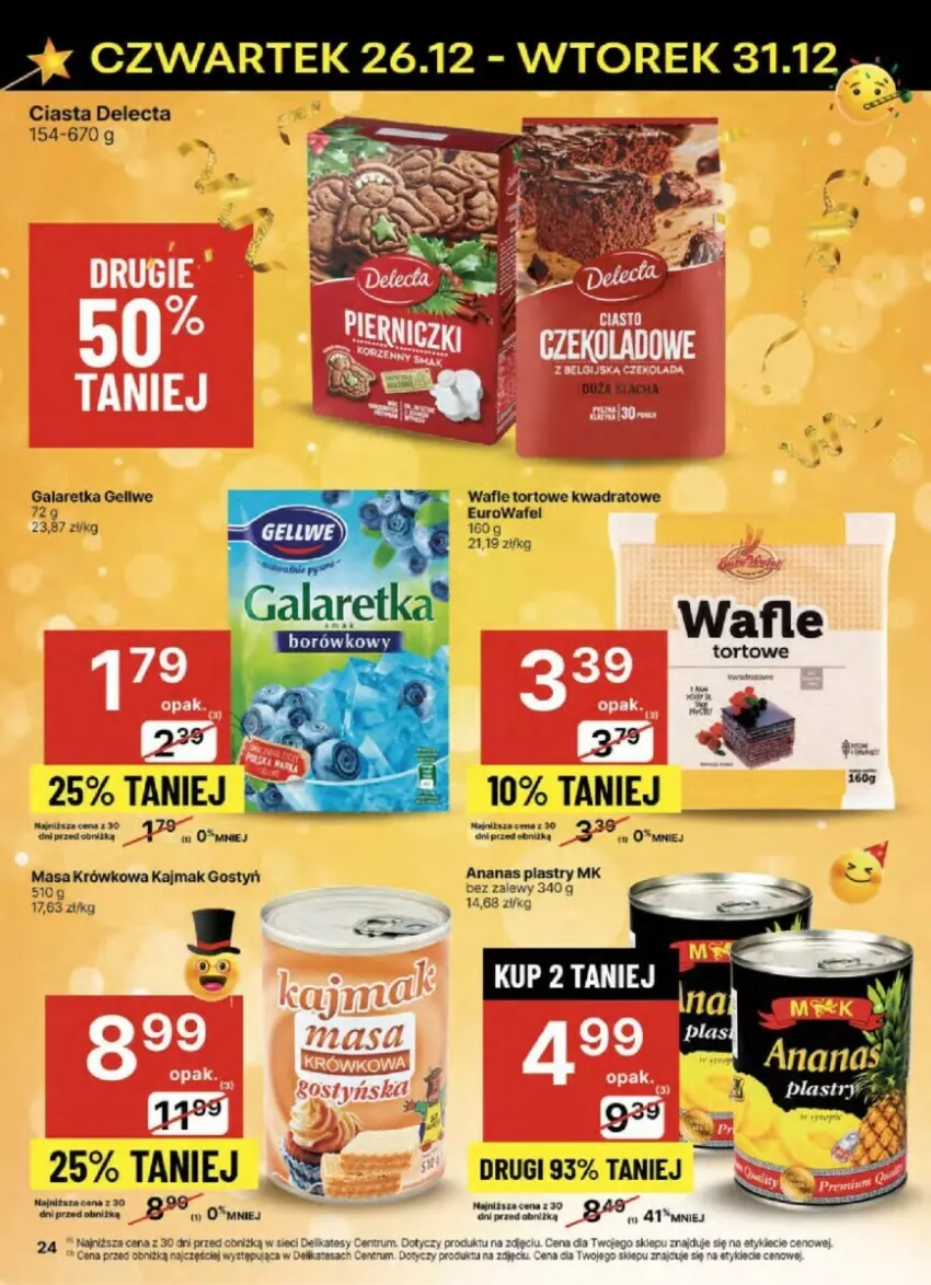 Gazetka promocyjna Delikatesy Centrum - ważna 26.12 do 31.12.2024 - strona 17 - produkty: Ananas, Delecta, Gala, Galaretka, Masa krówkowa, Rum, Wafle, Wafle tortowe