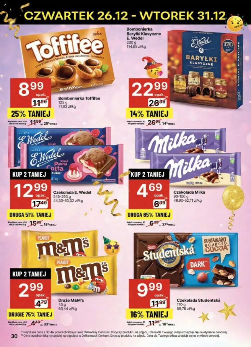 Gazetka promocyjna Delikatesy Centrum - ważna 26.12 do 31.12.2024 - strona 24 - produkty: Baryłki, Czekolada, E. Wedel, Milka, Rum, Toffifee