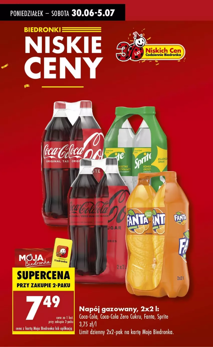 Gazetka promocyjna Biedronka - Od Poniedziałku - ważna 30.06 do 05.07.2025 - strona 18 - produkty: Coca-Cola, Fa, Fanta, Napój, Napój gazowany, Sprite
