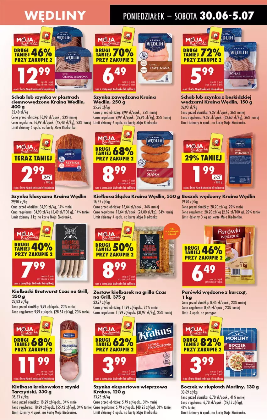 Gazetka promocyjna Biedronka - Od Poniedziałku - ważna 30.06 do 05.07.2025 - strona 41 - produkty: Beskidzki, Boczek, Fa, Grill, Kiełbasa, Kiełbasa śląska, Morliny, Parówki, Por, Sport, Szynka, Tarczyński, Tera